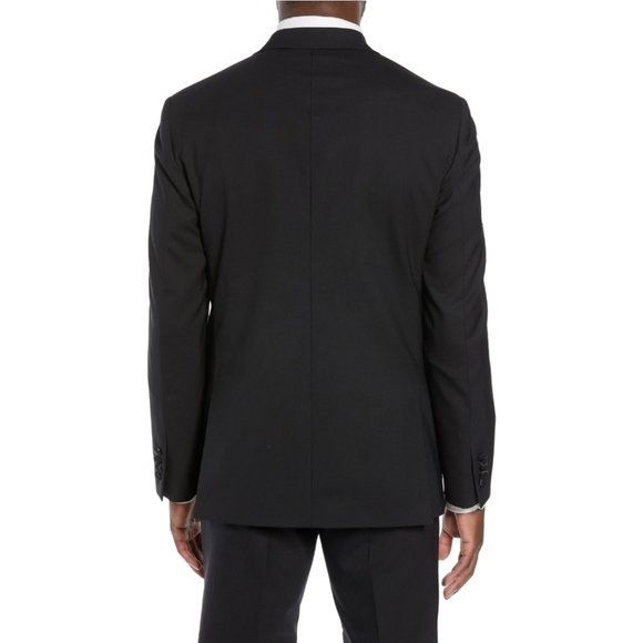 NWT Nordstrom's Rack Trim Fit Stretch Tuxedo Jacket Suit Blazer Black Size 42S - Picture 6 of 10